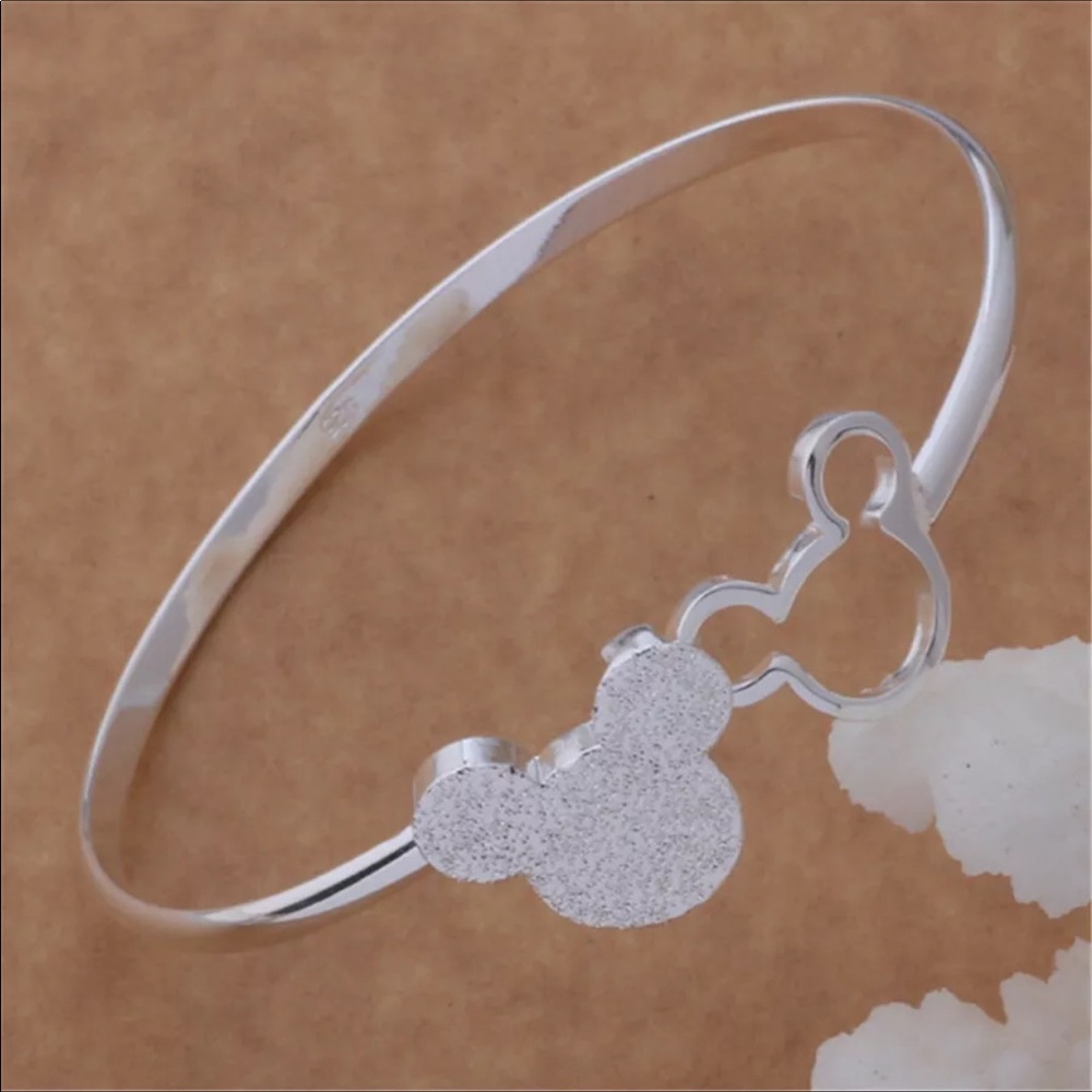 New Sterling Silver Mickey Mouse OPEN bangle - Picture 7 of 9